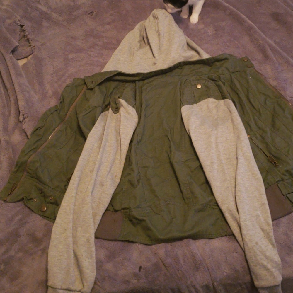 Rue 21 Camo green and grey hooded jacket